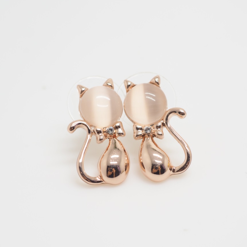Rose Gold Cat Earrings Animal Cute S Rose Gold Cat Earrings Animal Cute S Stud Simple Unique Sku300594